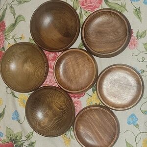 Vintage Wooden Salad Bowl Set Of 7